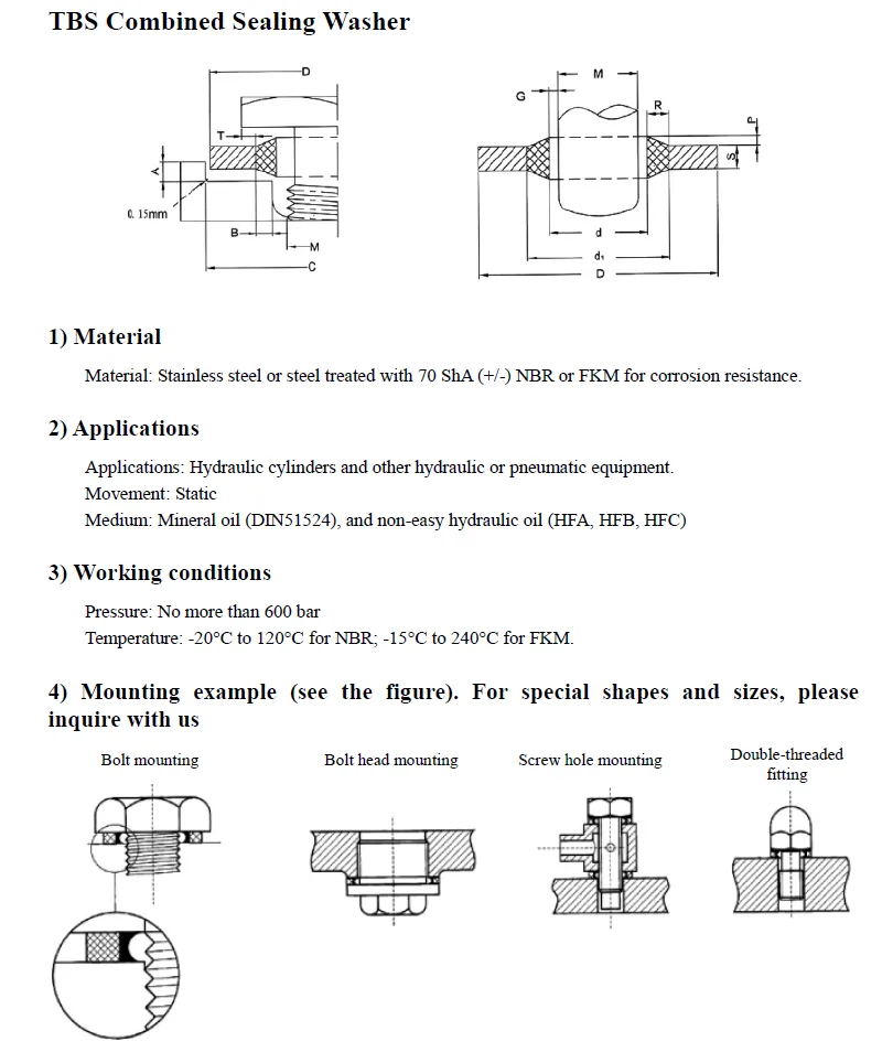 bonded seal structure diagram application and material specifications